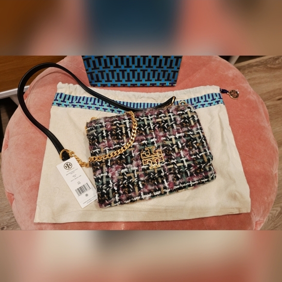 Tory Burch Handbags - TORY BURCH Tweed Crossbody Bag with Gold Chain